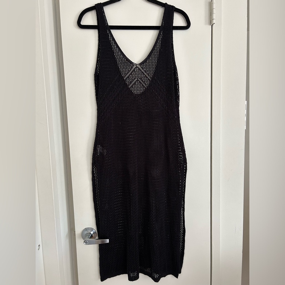 Crotchet Black Beach Coverup